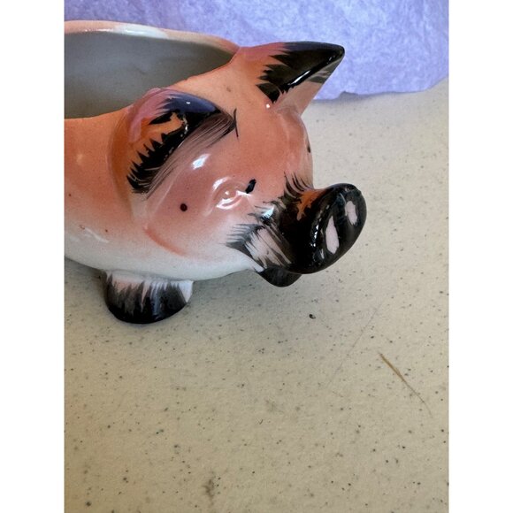 Vintage Pig Sugar Bowl Hand-Painted Ceramic Figurine Momma Pig - Picture 8 of 11